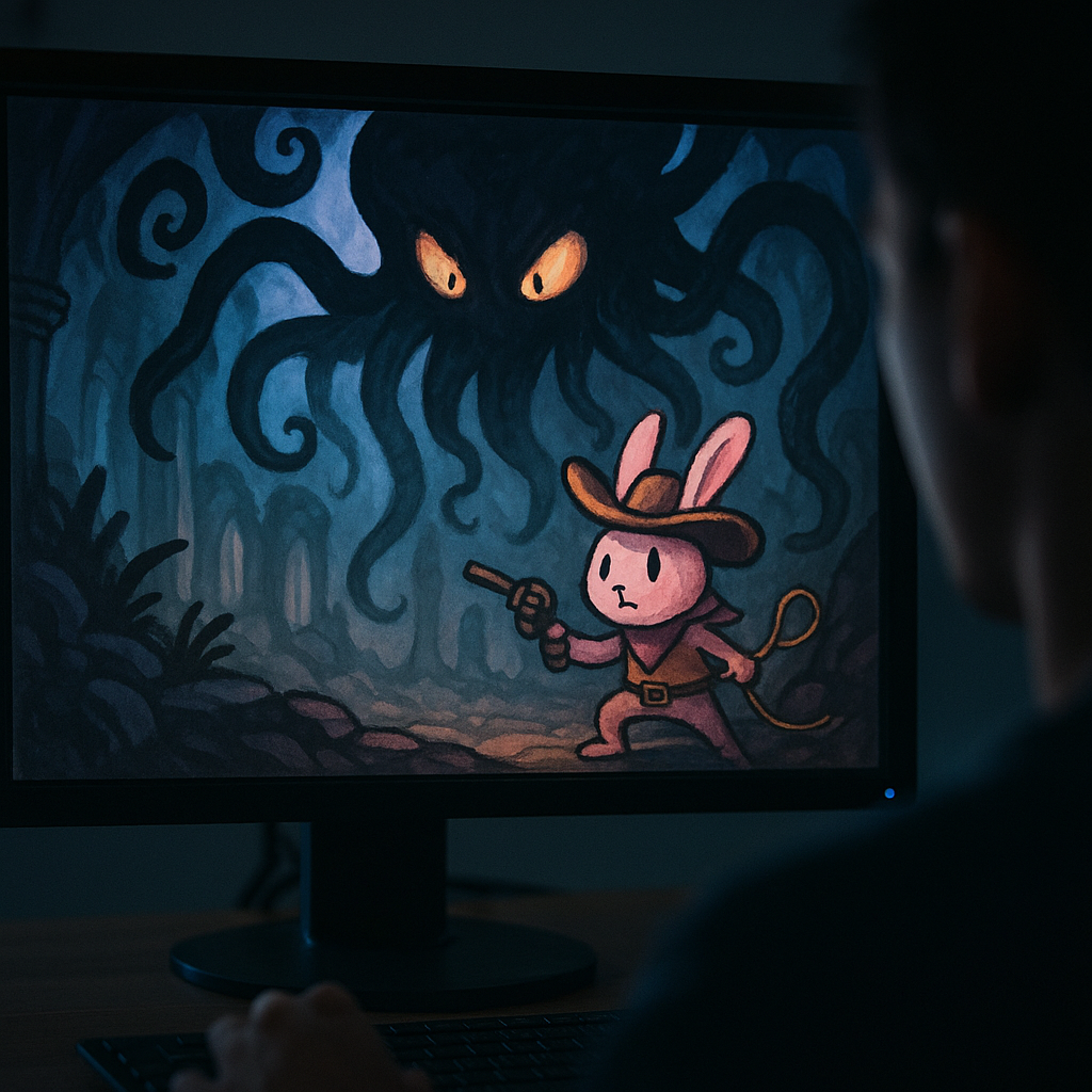 pink bunny cowboy adventure